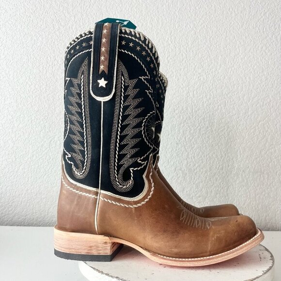 Lane RODEO HOUSTON Mens Cowboy Boots Size 12B Brown Leather Western Blunt Toe - Picture 2 of 13